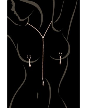 bijoux de corps, pinces de seins goutte et tour de cou chainette