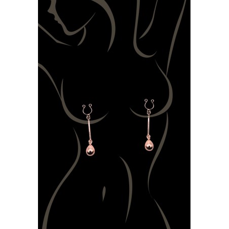 Bijou pince téton, forme perle doré rose