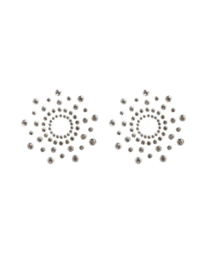Paire de cache tétons adhésifs strass blanc