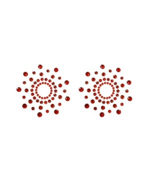 Paire de cache tétons adhésifs strass rouge