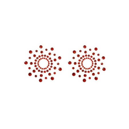 Paire de cache tétons adhésifs strass rouge