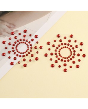 Paire de cache tétons adhésifs strass rouge