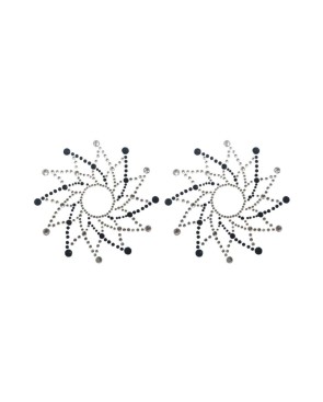 Paire de cache tétons adhésifs strass noir et blanc