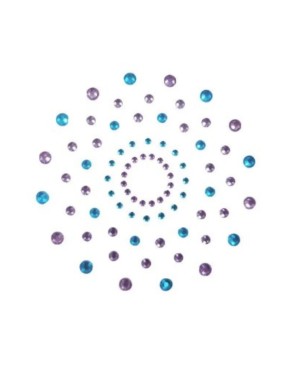 Paire de cache tétons adhésifs strass bleu et violet