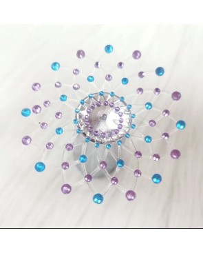 Paire de cache tétons adhésifs strass bleu et violet