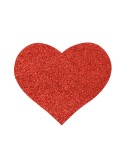 Paire de cache tétons adhésifs coeur pailleté rouge Paire de cache tétons adhésifs coeur pailleté rouge