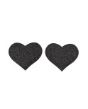 Paire de cache tétons adhésifs coeur pailleté noir Paire de cache tétons adhésifs coeur pailleté noir