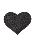 Paire de cache tétons adhésifs coeur pailleté noir Paire de cache tétons adhésifs coeur pailleté noir