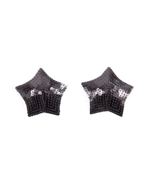 Paire de cache tétons adhésifs étoile pailletée sequin noir