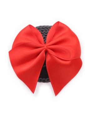 Paire de cache tétons adhésifs noir avec nœud papillon rouge