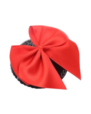 Paire de cache tétons adhésifs noir avec nœud papillon rouge