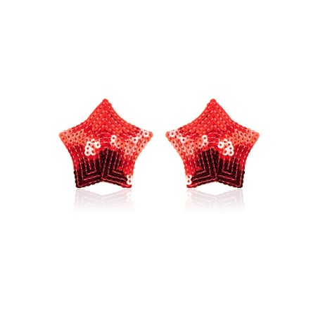 Paire de cache tétons adhésifs étoile pailletée sequin rouge