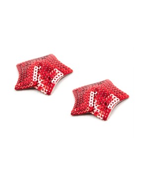 Paire de cache tétons adhésifs étoile pailletée sequin rouge