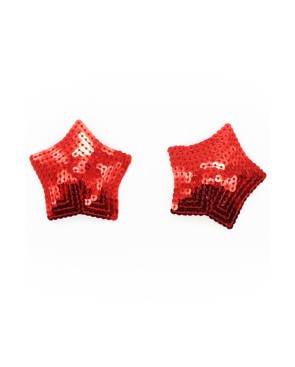 Paire de cache tétons adhésifs étoile pailletée sequin rouge