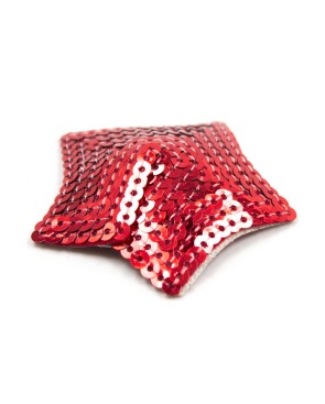 Paire de cache tétons adhésifs étoile pailletée sequin rouge