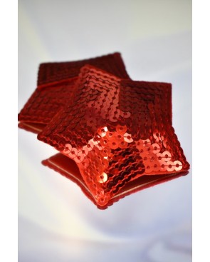 Paire de cache tétons adhésifs étoile pailletée sequin rouge