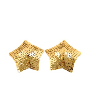 Paire de cache tétons adhésifs étoile pailletée sequin doré