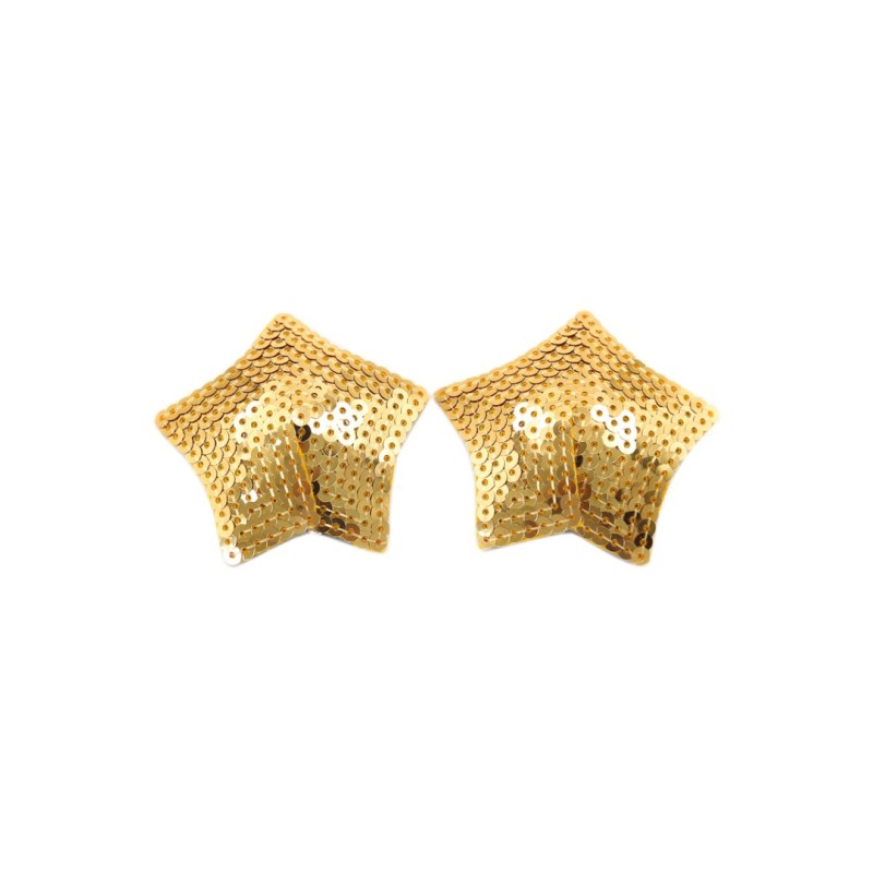 Paire de cache tétons adhésifs étoile pailletée sequin doré Paire de cache tétons adhésifs étoile pailletée sequin doré