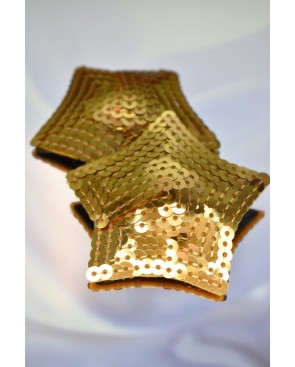 Paire de cache tétons adhésifs étoile pailletée sequin doré