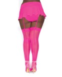 Bas nylon rose néon coutures pour jarretelles Bas nylon rose néon coutures pour jarretelles