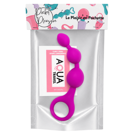 Chapelet Anal 3 Boules Fuchsia Silicone 1 dosette de lubrifiant — Pocket Pleasure