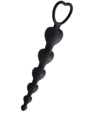 Chapelet Anal Cœur Silicone Noir  1 dosette de lubrifiant — Pocket Pleasure