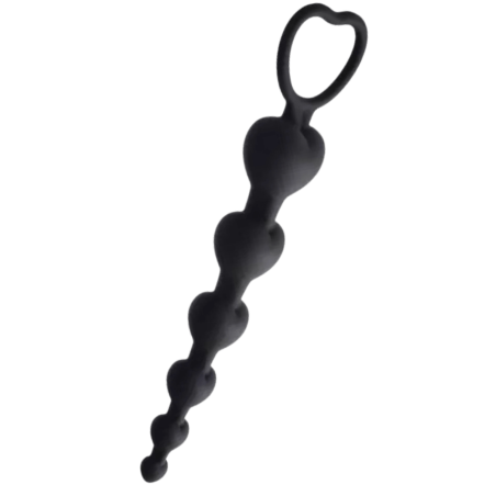Chapelet Anal Cœur Silicone Noir  1 dosette de lubrifiant — Pocket Pleasure