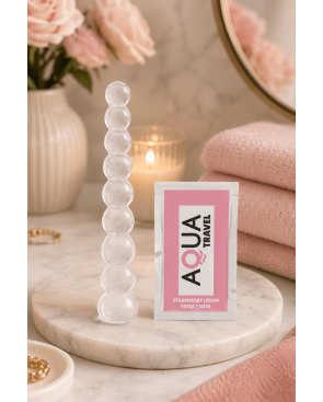 Chapelet Anal en Verre Transparent  1 dosette de lubrifiant — Pocket Pleasure