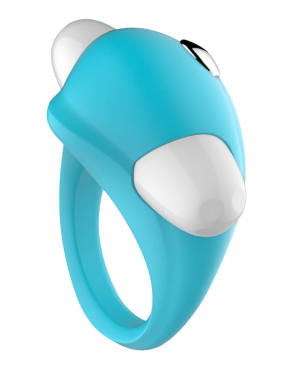 Cockring Vibrant Dauphin Bleu 1 dosette de lubrifiant — Pocket Pleasure