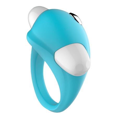 Cockring Vibrant Dauphin Bleu 1 dosette de lubrifiant — Pocket Pleasure