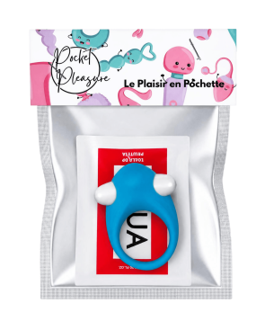 Cockring Vibrant Dauphin Bleu 1 dosette de lubrifiant — Pocket Pleasure
