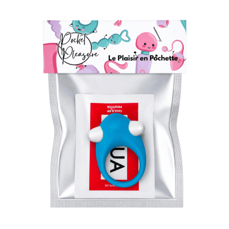 Cockring Vibrant Dauphin Bleu 1 dosette de lubrifiant — Pocket Pleasure