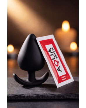 Plug Anal Silicone Noir XS Pocket Pleasure  1 dosette de lubrifiant