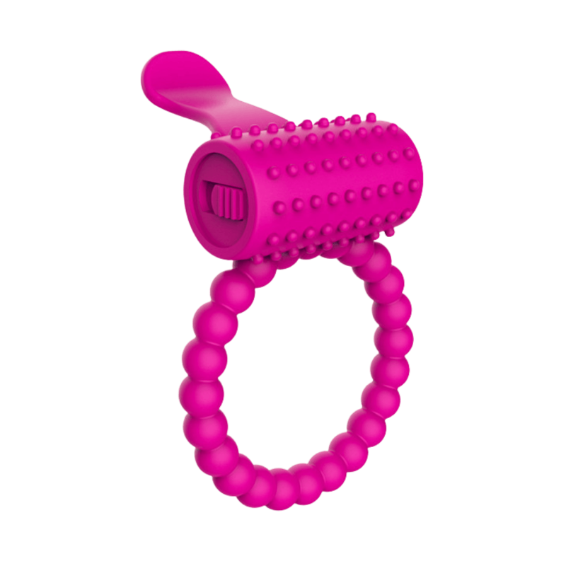 Anneau rose vibrant silicone avec langue picot Pocket Pleasure 1 dosette de lubrifiant