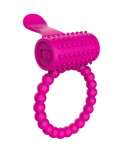Anneau rose vibrant silicone avec langue picot Pocket Pleasure 1 dosette de lubrifiant