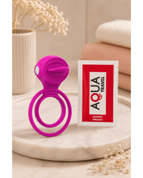Anneau vibrant 1 seul mode de vibration très extensible rose Pocket Pleasure  1 dosette de lubrifiant