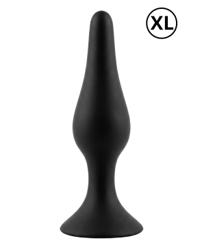 Plug Anal Noir en Silicone XL avec Ventouse Taille XL 15 cm Pocket Pleasure  1 dosette de lubrifiant