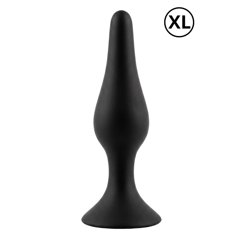 Plug Anal Noir en Silicone XL avec Ventouse Taille XL 15 cm Pocket Pleasure 1 dosette de lubrifiant