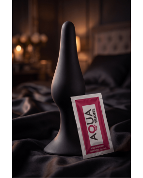 Plug Anal Noir en Silicone XL avec Ventouse Taille XL 15 cm Pocket Pleasure  1 dosette de lubrifiant