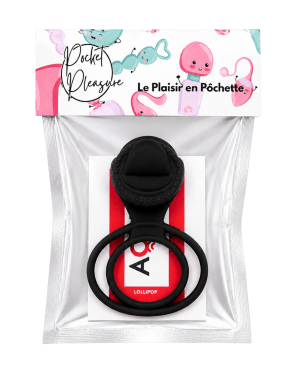 Anneau vibrant 1 seul mode de vibration très extensible noir Pocket Pleasure 1 dosette de lubrifiant