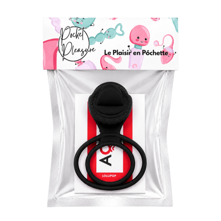 Anneau vibrant 1 seul mode de vibration très extensible noir Pocket Pleasure 1 dosette de lubrifiant