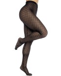 Collant résille noire transparent imprimé Collant résille noire transparent imprimé