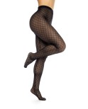 Collant résille noire transparent imprimé Collant résille noire transparent imprimé