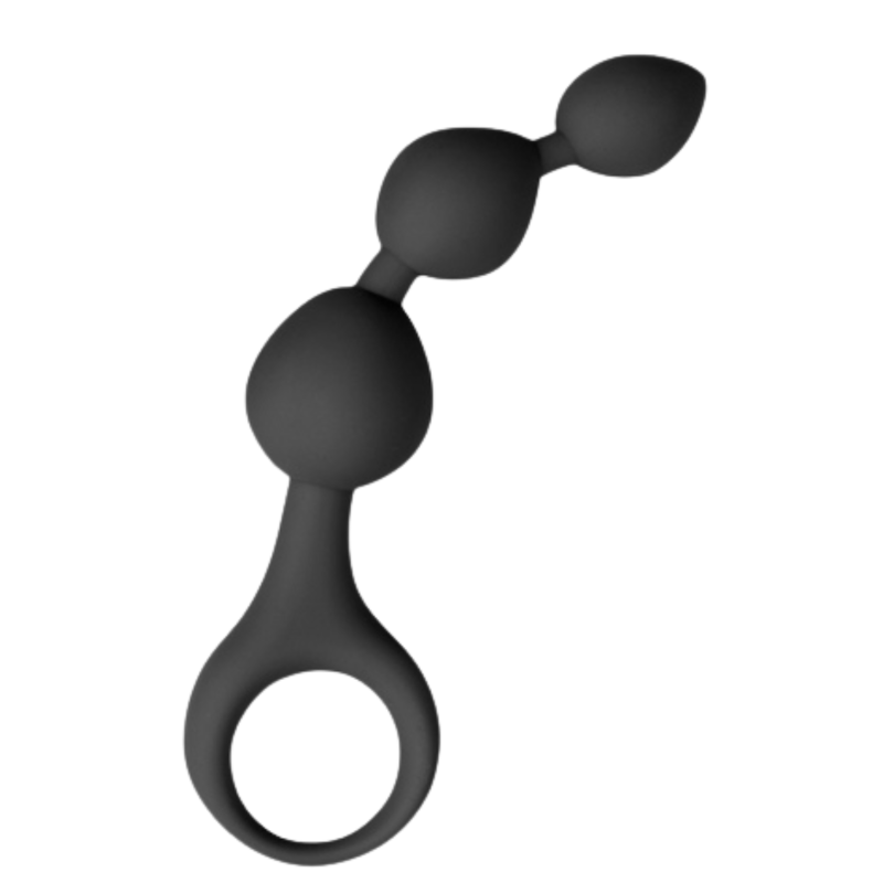 Chapelet anal 3 boules noir silicone 15 cm Pocket Pleasure 1 dosette lubrifiant