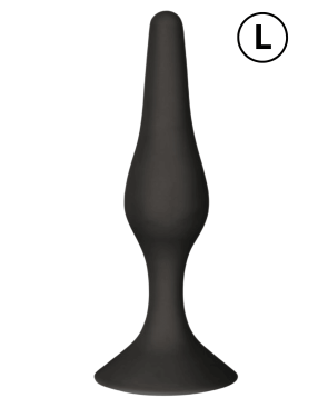 Plug Anal Noir en Silicone L avec Ventouse Taille L 12,7 cm Pocket Pleasure  1 dosette de lubrifiant