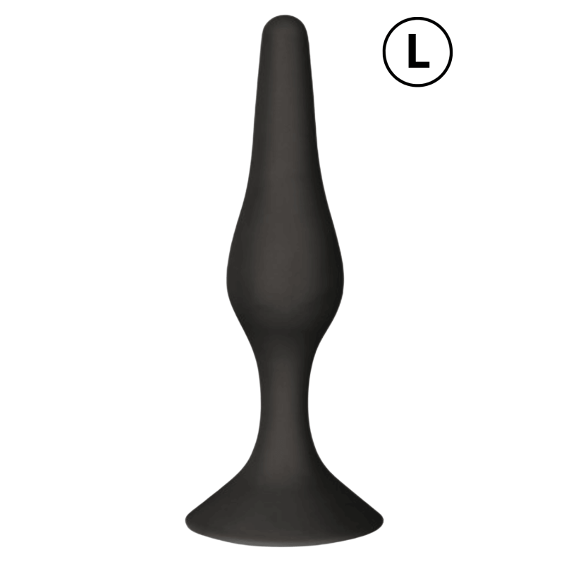 Plug Anal Noir en Silicone L avec Ventouse Taille L 12,7 cm Pocket Pleasure 1 dosette de lubrifiant