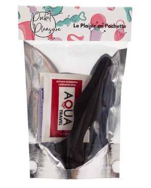 Plug Anal Noir en Silicone L avec Ventouse Taille L 12,7 cm Pocket Pleasure 1 dosette de lubrifiant