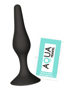 Plug Anal Noir en Silicone L avec Ventouse Taille L 12,7 cm Pocket Pleasure  1 dosette de lubrifiant