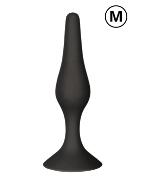 Plug Anal Noir en Silicone M avec Ventouse Taille M 11,3 cm Pocket Pleasure  1 dosette de lubrifiant