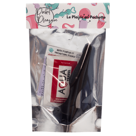Plug Anal Noir en Silicone M avec Ventouse Taille M 11,3 cm Pocket Pleasure 1 dosette de lubrifiant